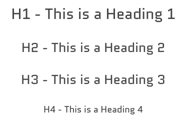 Sample of different Heading styles including H1, H2, H3, and H4.